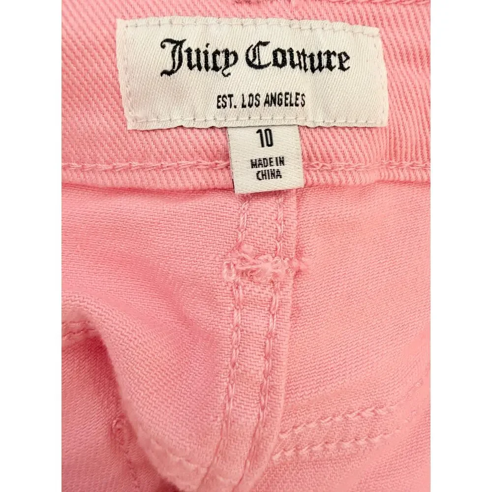Juicy Couture Pink Denim Shorts‎ Size 10 High Rise Y2K Barbiecore Coquette